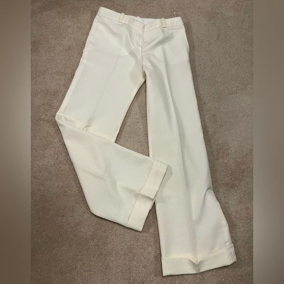 Chloe white ribbed, wide legged cuffed pants Sz T42 (US size 10) - Picture 5 of 10